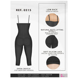 Fajas Salome 0515 | Open-Bust Postpartum Bodysuit | Knee Length Full Body Shaper for Women | Powernet - Pal Negocio