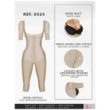 Fajas Salome 0525 | Post Surgery Bodysuit Full Body Shaper for Women | Tummy Control Butt Lifter Knee Length Shapewear with Sleeves | Powernet  - Pal Negocio